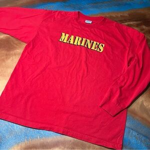 Vintage Bayside Marines Heavyweight Red Graphic Long Sleeve Tee 2XL